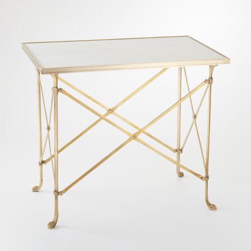 rectangular directoire table-brass/white marble