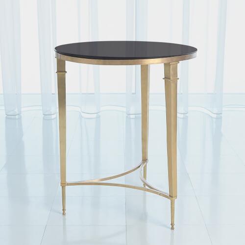 Round French Square Leg Table-Brass