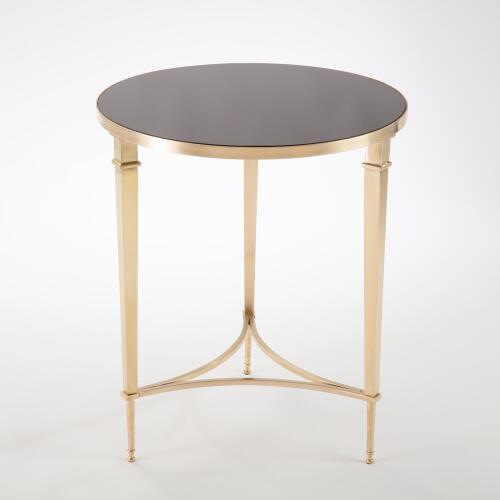 Round French Square Leg Table-Brass