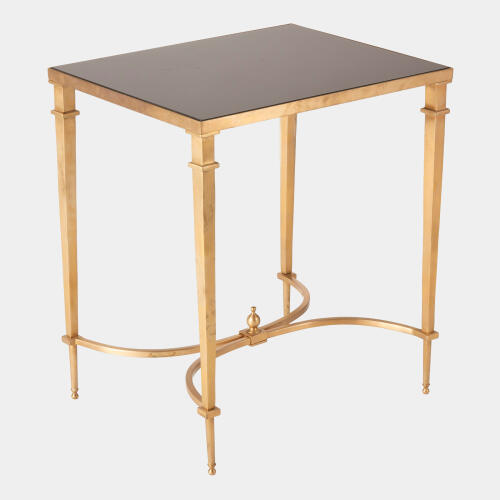 Rectangular French Square Leg Table-Brass