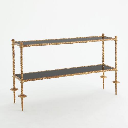 gold chiseled console-black granite