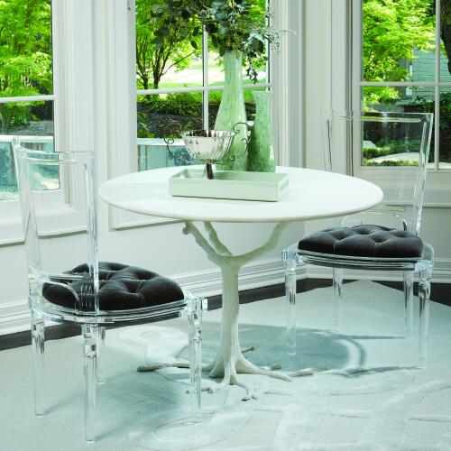 White Faux Bois Dining Table