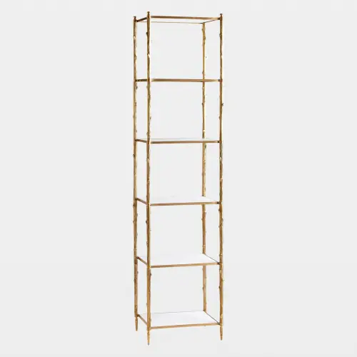 Arbor Etagere-Brass/White Marble