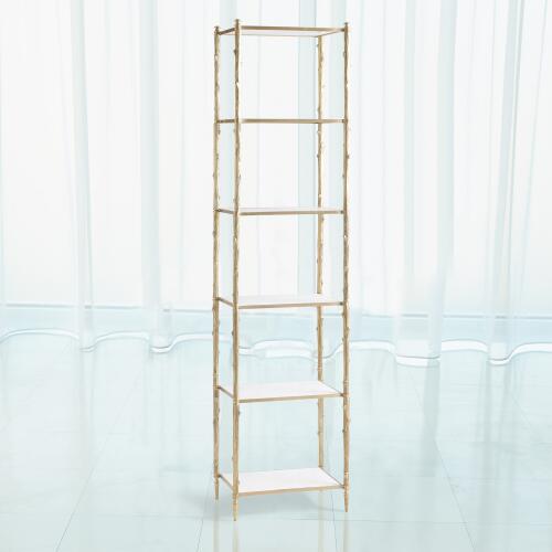 Arbor Etagere-Brass/White Marble