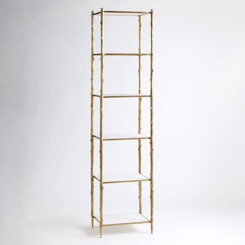 Arbor Etagere-Brass/White Marble