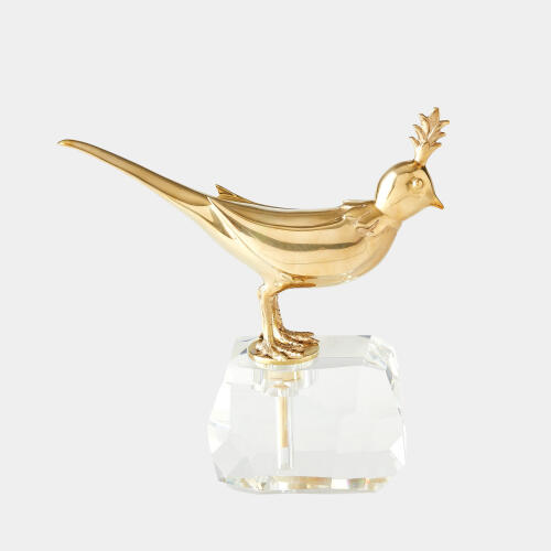 Bird on Crystal Rock-Brass
