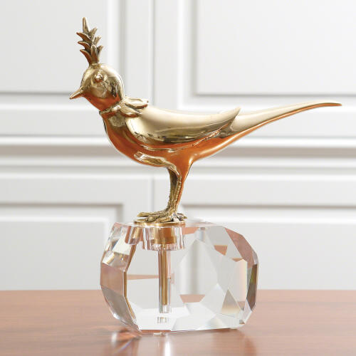 Bird on Crystal Rock-Brass