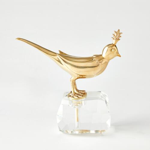Bird on Crystal Rock-Brass