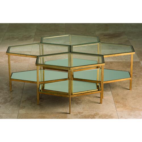 Hexagon Table-Gold Leaf