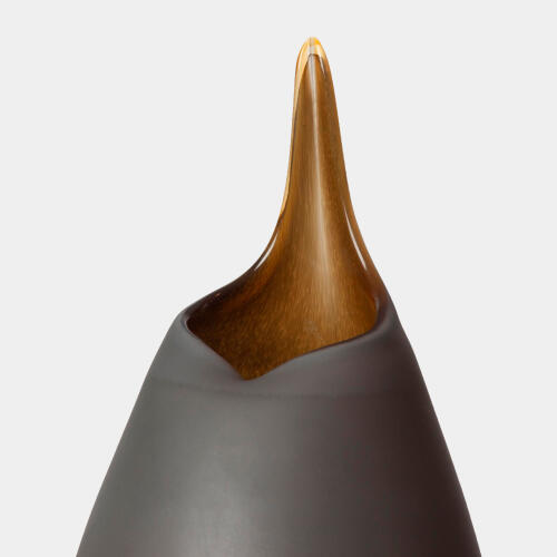 Tang Frosted Gray Vase w/Amber Casing