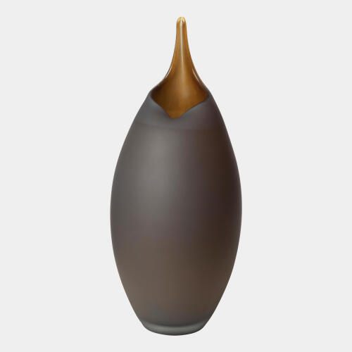Tang Frosted Gray Vase w/Amber Casing
