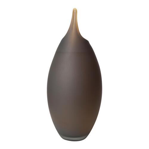 Frosted Grey Vase w/Amber Casing