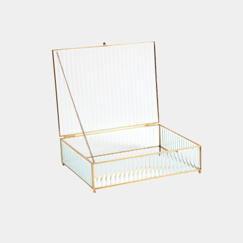 Hannah Reeded Glass Box-Clear