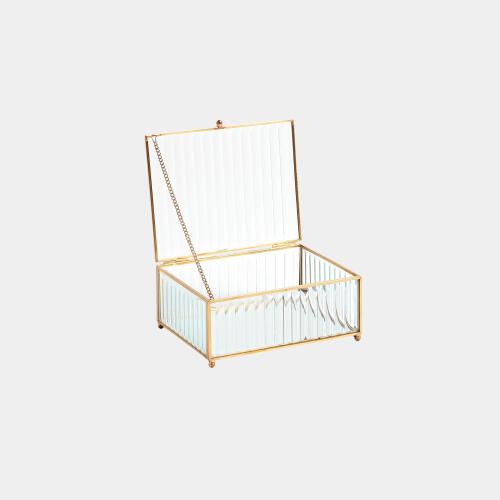 Hannah Reeded Glass Box-Clear