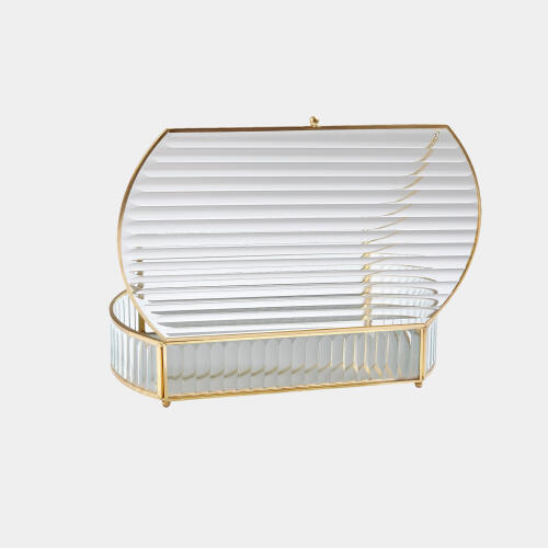 Hannah Reeded Glass Oval Box