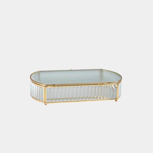 Hannah Reeded Glass Oval Box
