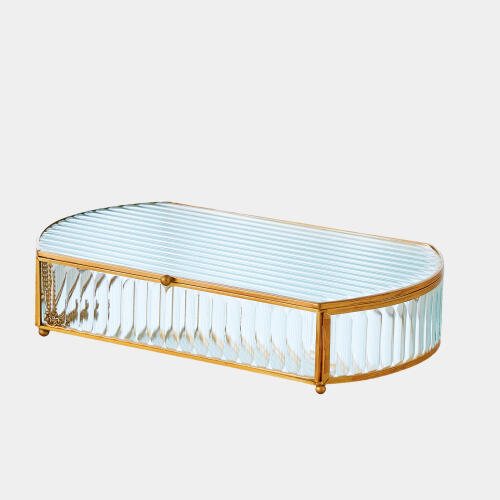 Hannah Reeded Glass Oval Box