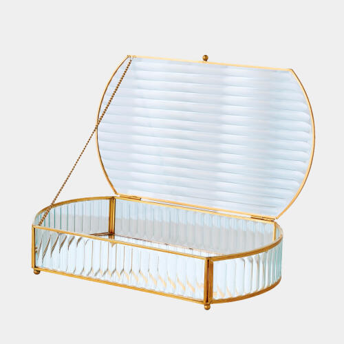 Hannah Reeded Glass Oval Box
