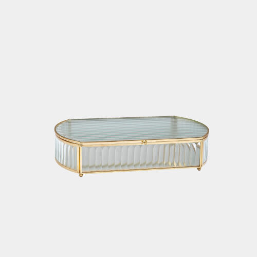Hannah Reeded Glass Oval Box
