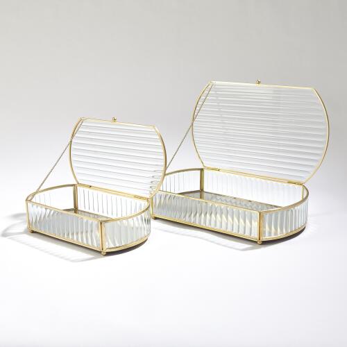 Reeded Glass Oval Box