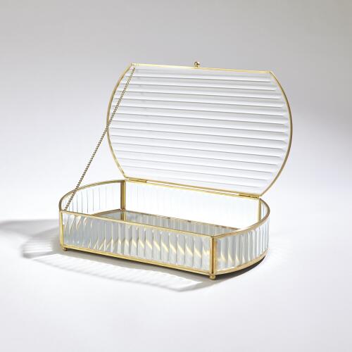Reeded Glass Oval Box