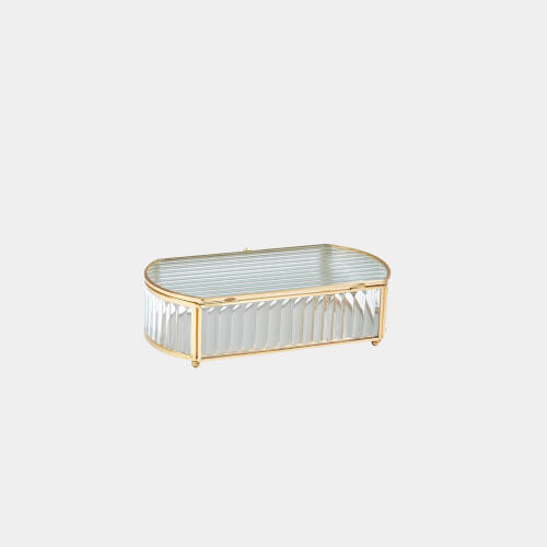 Hannah Reeded Glass Oval Box
