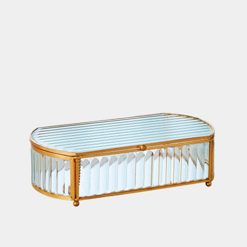 Hannah Reeded Glass Oval Box