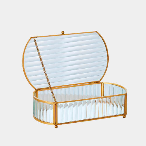 Hannah Reeded Glass Oval Box