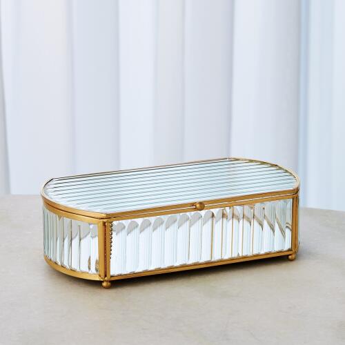 Reeded Glass Oval Box
