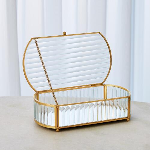 Reeded Glass Oval Box