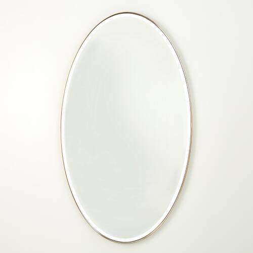Elongated Oval Mirror-Brass