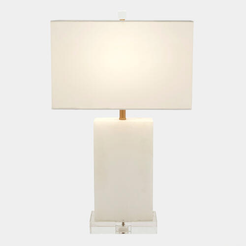 Catalina Rectangular Table Lamp-Alabaster/Brass