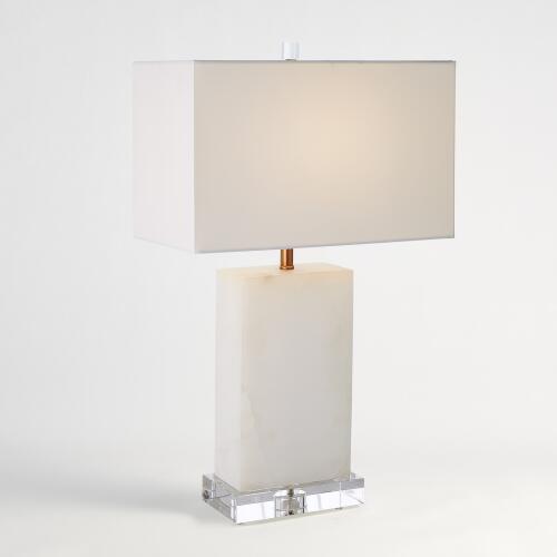 alabaster rectangular table lamp-brass