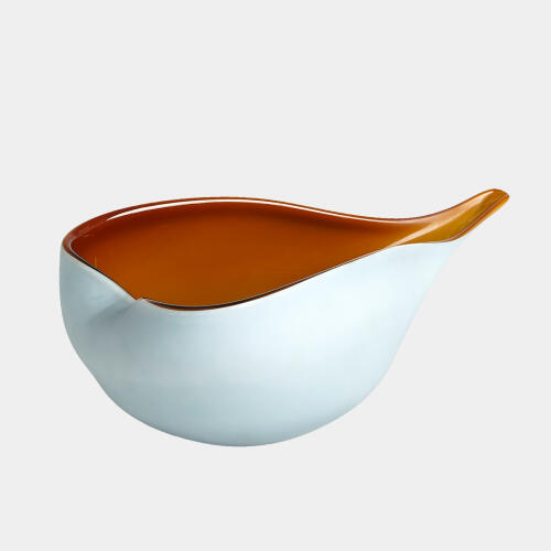 Tang Frosted Blue Bowl w/Amber Casing