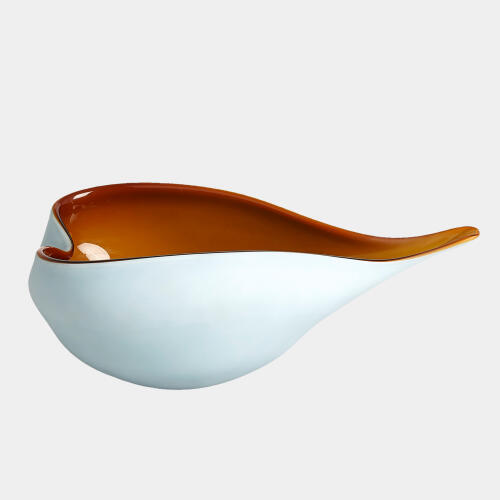 Tang Frosted Blue Bowl w/Amber Casing