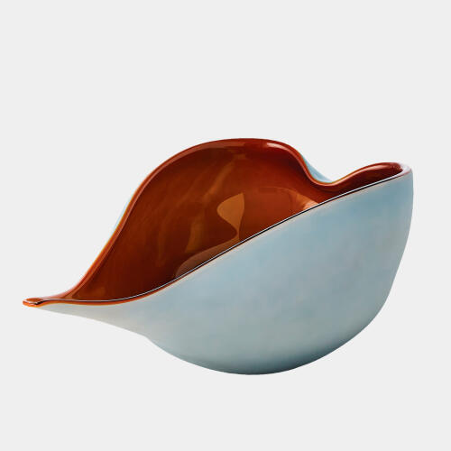 Tang Frosted Blue Bowl w/Amber Casing