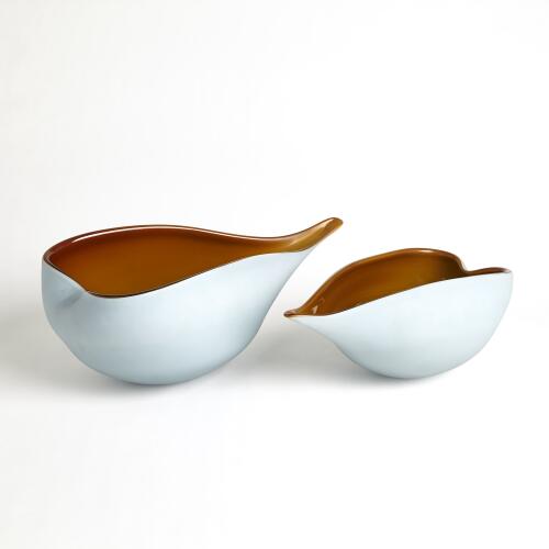 Frosted Blue Bowl w/Amber Casing