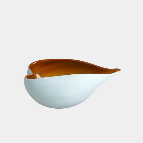 Tang Frosted Blue Bowl w/Amber Casing