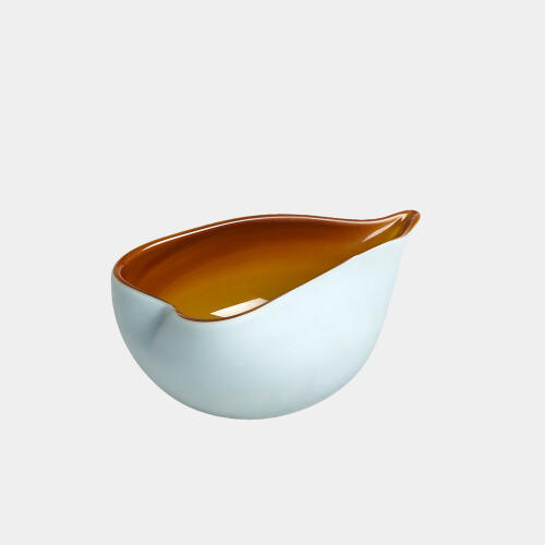 Tang Frosted Blue Bowl w/Amber Casing