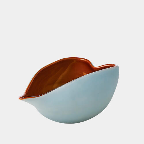 Tang Frosted Blue Bowl w/Amber Casing