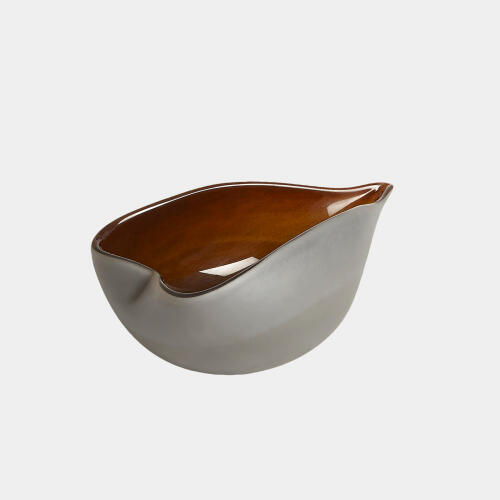 Tang Frosted Gray Bowl w/Amber Casing