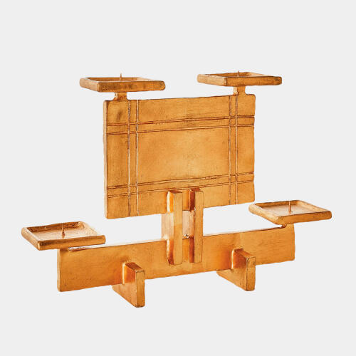 Industrial Era Candleholder-Gold