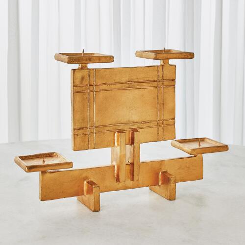 Industrial Era Candleholder-Gold