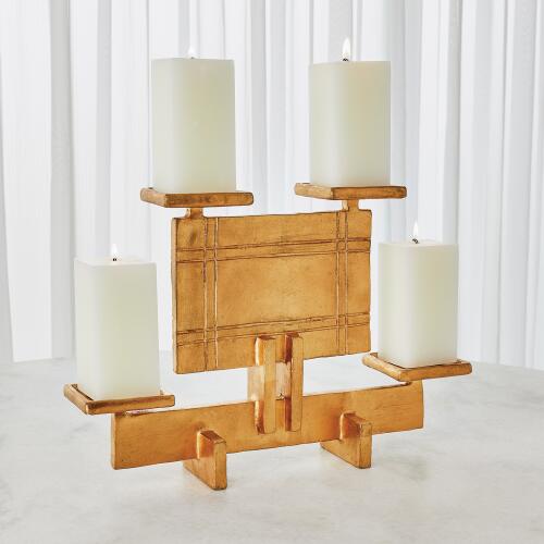Industrial Era Candleholder-Gold