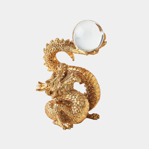 Dragon Holding Sphere-Gold Leaf