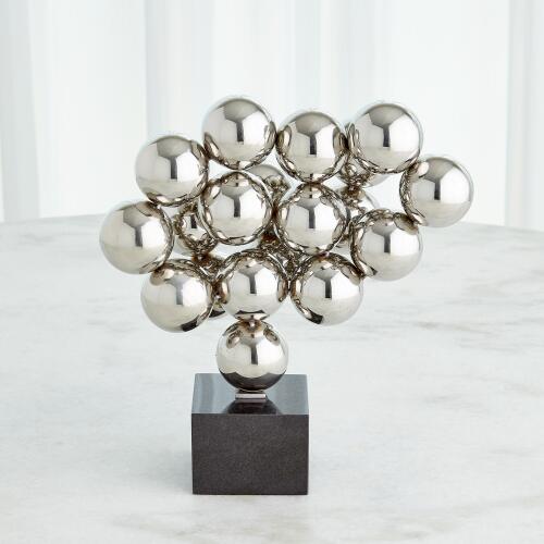 Sphere Sculpture-Nickel w/Black Granite