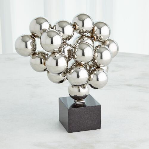 Sphere Sculpture-Nickel w/Black Granite