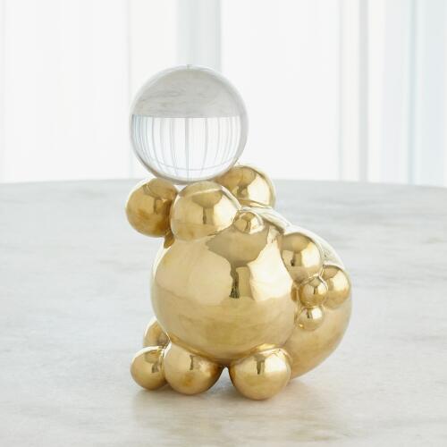Bubble Orb Holder-Brass w/Crystal Sphere