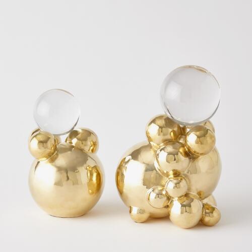 Bubble Orb Holder-Brass w/Crystal Sphere