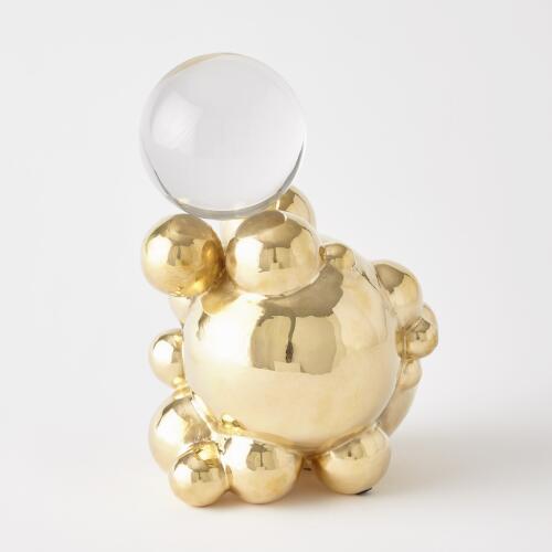 Bubble Orb Holder-Brass w/Crystal Sphere
